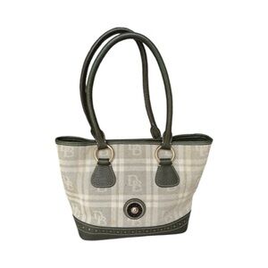 DOONEY & BOURKE MONOGRAM DB PLAID TOTE BAG CANVAS LEATHER
